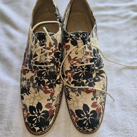 STACY ADAMS EUC Spring Summer Floral Plain Toe Derby Wedding Shoes - Men\'s 12M